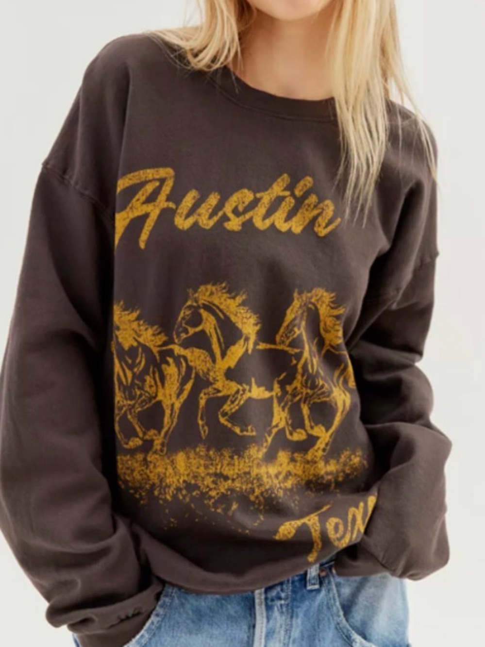 Austin Graphic Crewneck Sweatshirt - Brown and Gold. XL